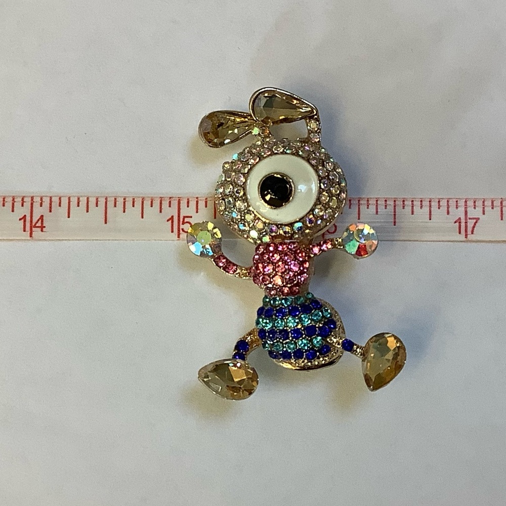 Pink and Blue Rhinestone Cartoon looking Ant Brooch/Pendant - Picture 6 of 7